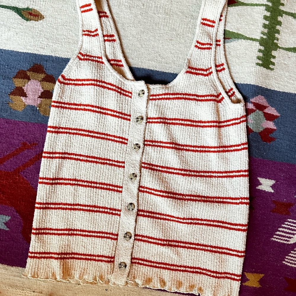 Madewell Striped Button-Down Knit Tank Top XS